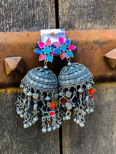Jhumka with multi color flower